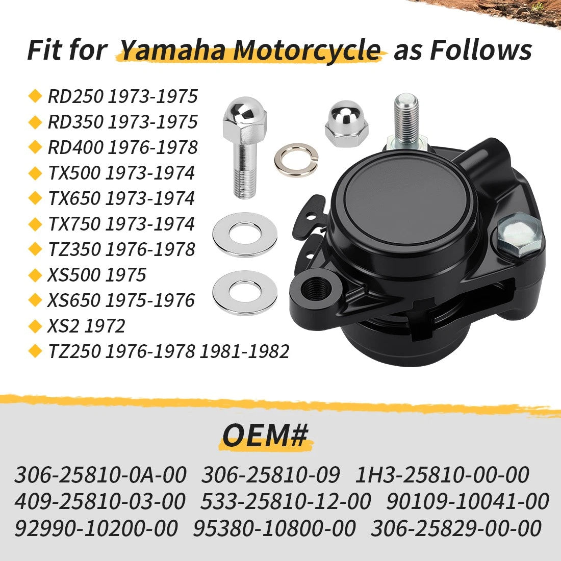 Front Brake Caliper & Pads for Yamaha TZ250 TZ350 (1976–1978 1981–1982)