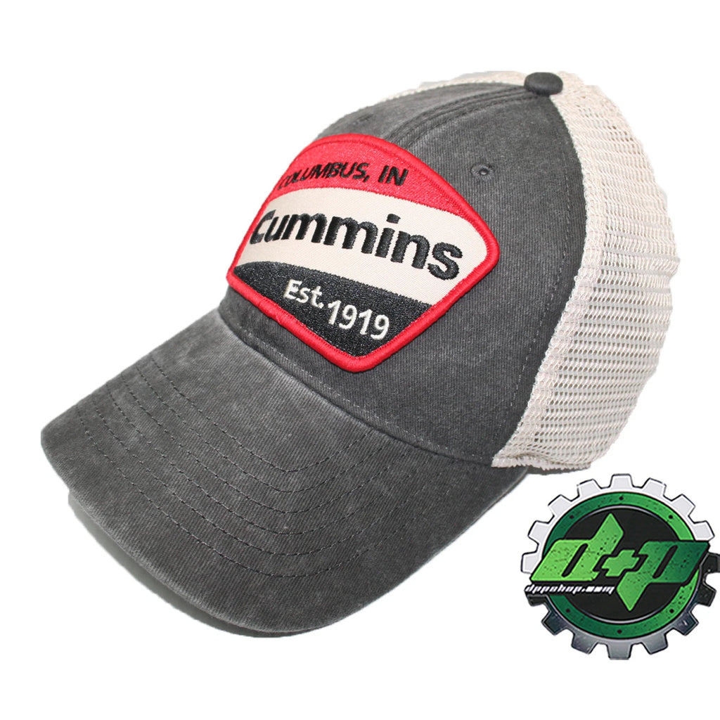 Cummins Vintage Baseball Hat Cap for Diesel Truck (Mesh, Red Stripe)