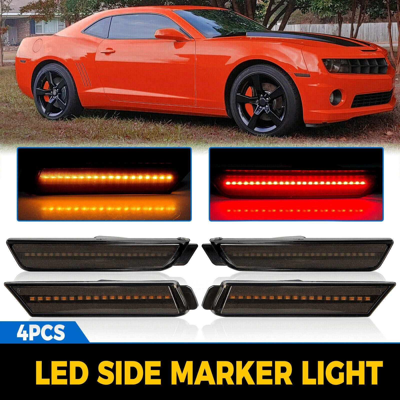LED Side Marker Lights for Chevy Camaro (2010–2015) - Smoked