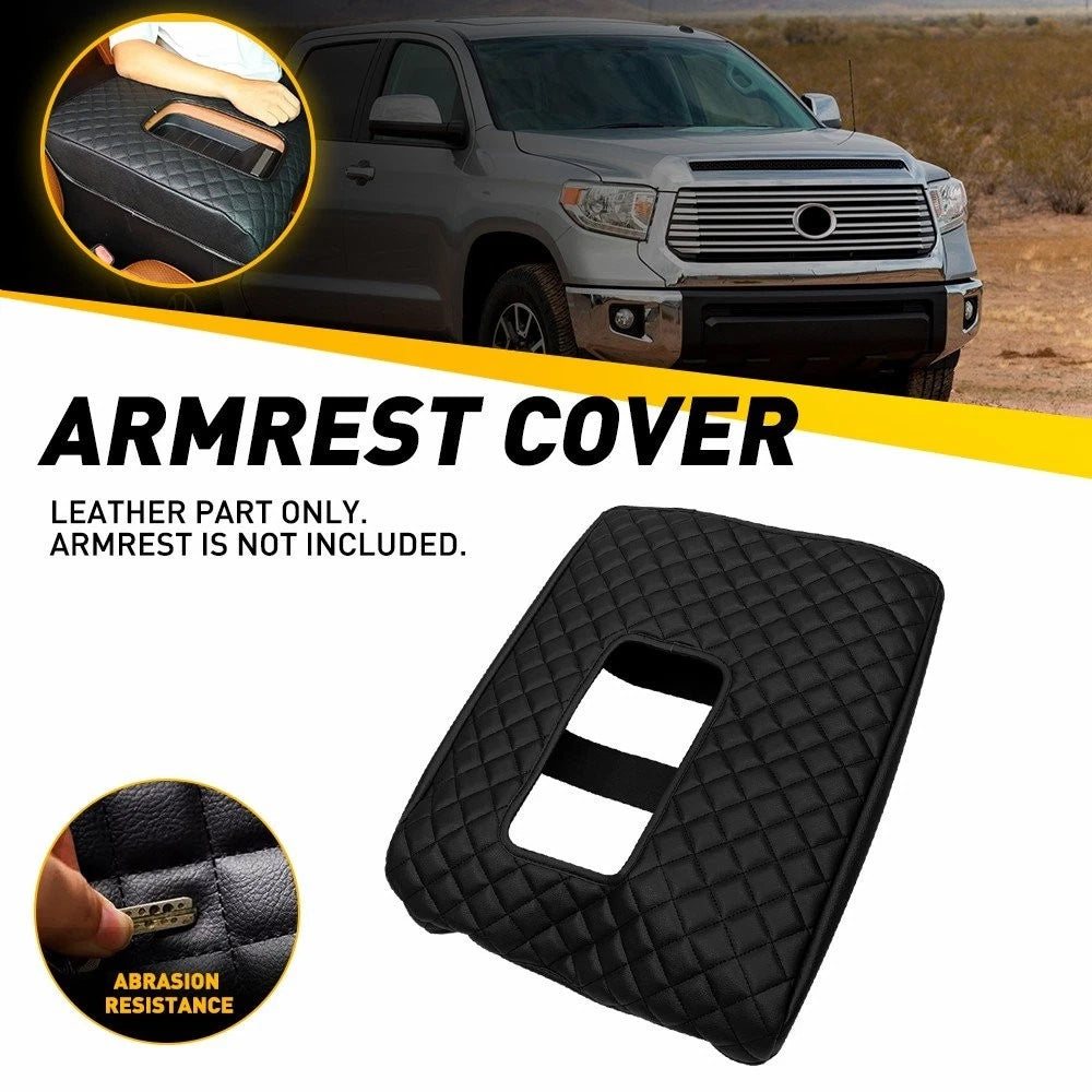 Center Console Lid Armrest Leather Cover Pad Black for Toyota Tundra (2014–2021)