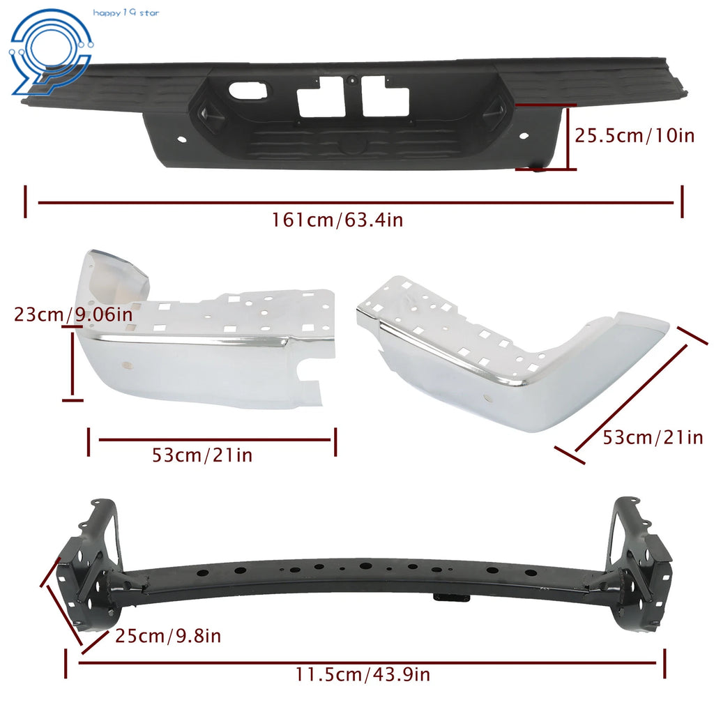 Steel Chrome Rear Step Bumper for Toyota Tundra (2014-2021)