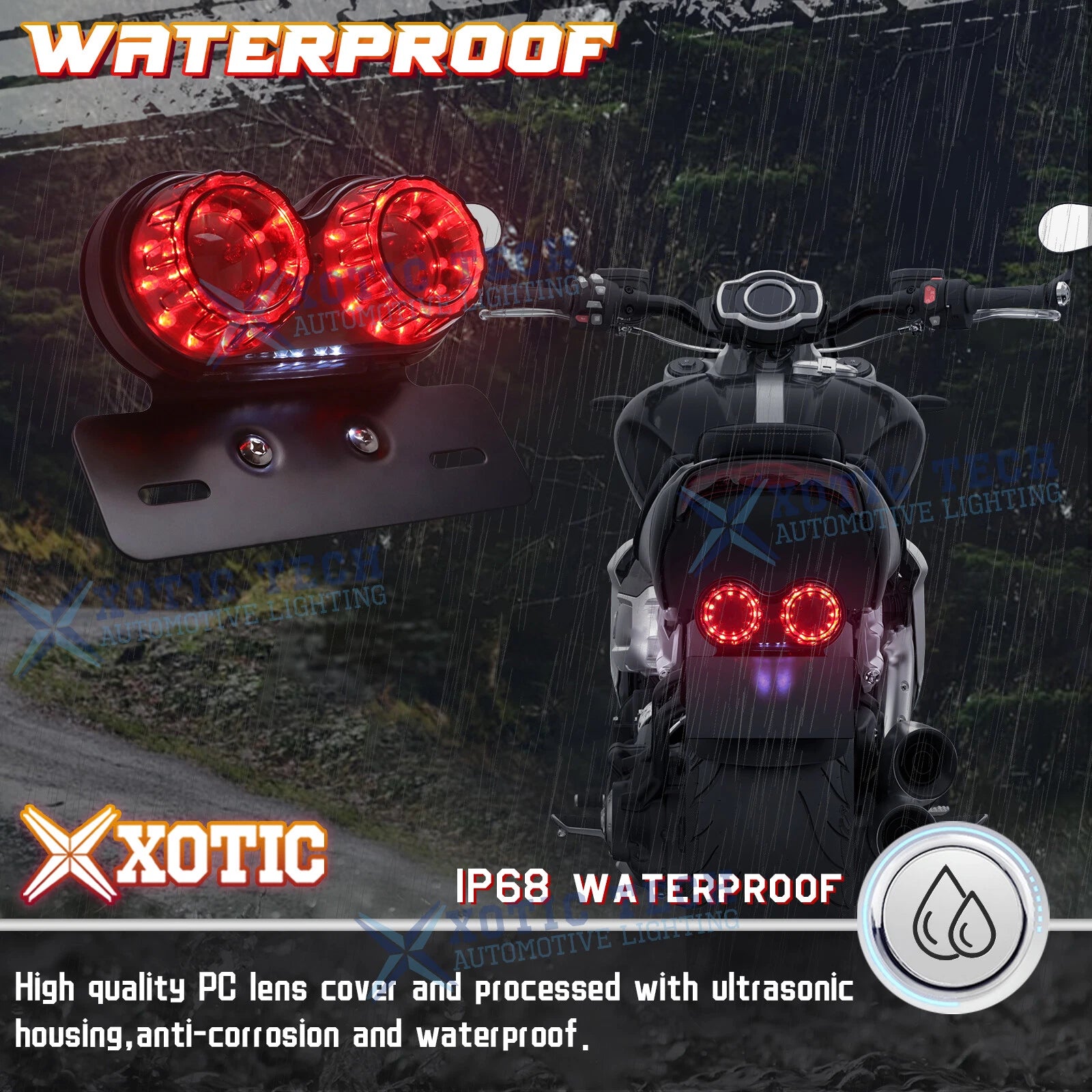 Universal LED Integrated Tail Light for Car (Running, Brake, Turn, Plate)