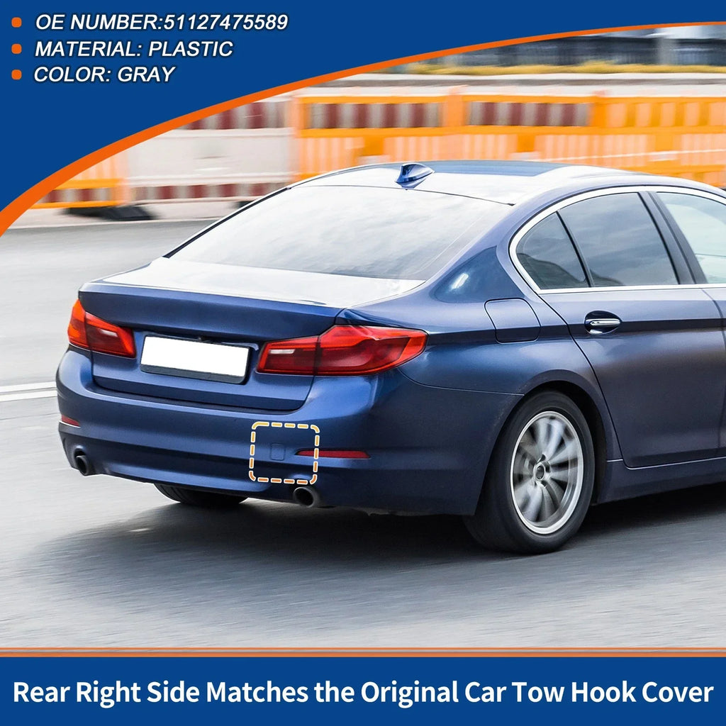 Rear Right Bumper Tow Hook Cover for BMW 530i 540i M5 Gray