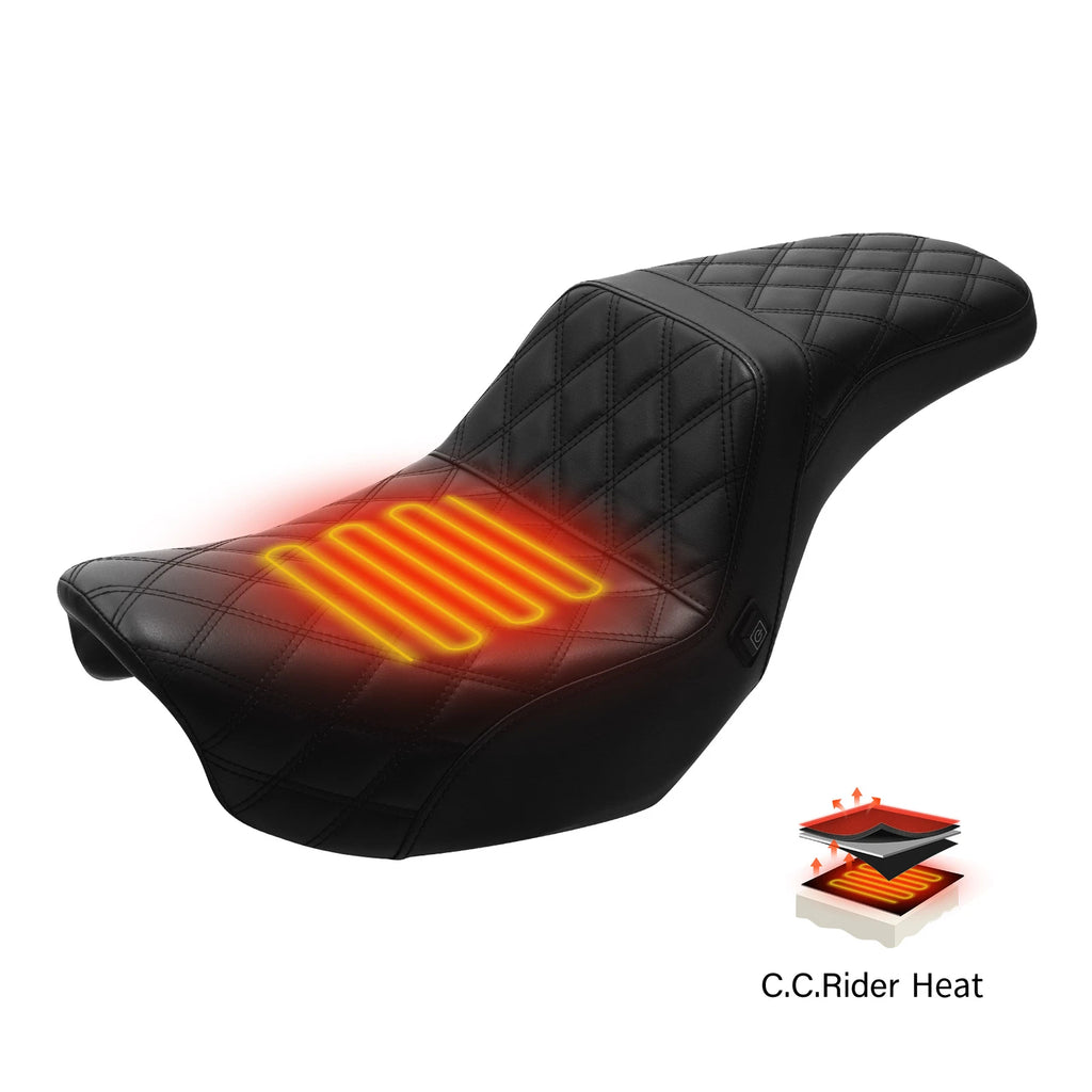 Heated Rider Driver & Passenger Seat for Harley Dyna Low Rider (2006–2017)