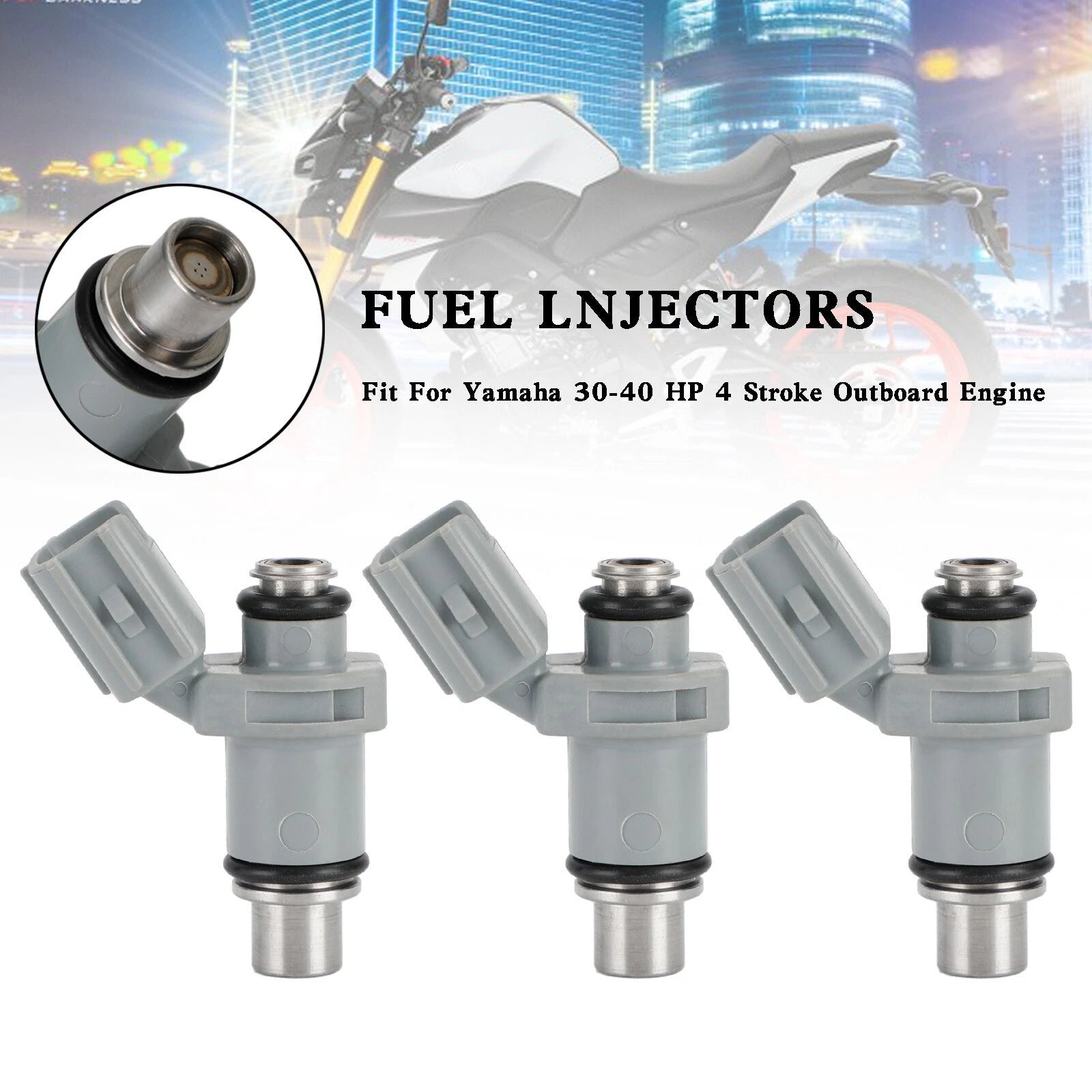 3X Fuel Injectors for Yamaha Outboard F 30HP 40HP (4-Stroke) 6BG-13761-00