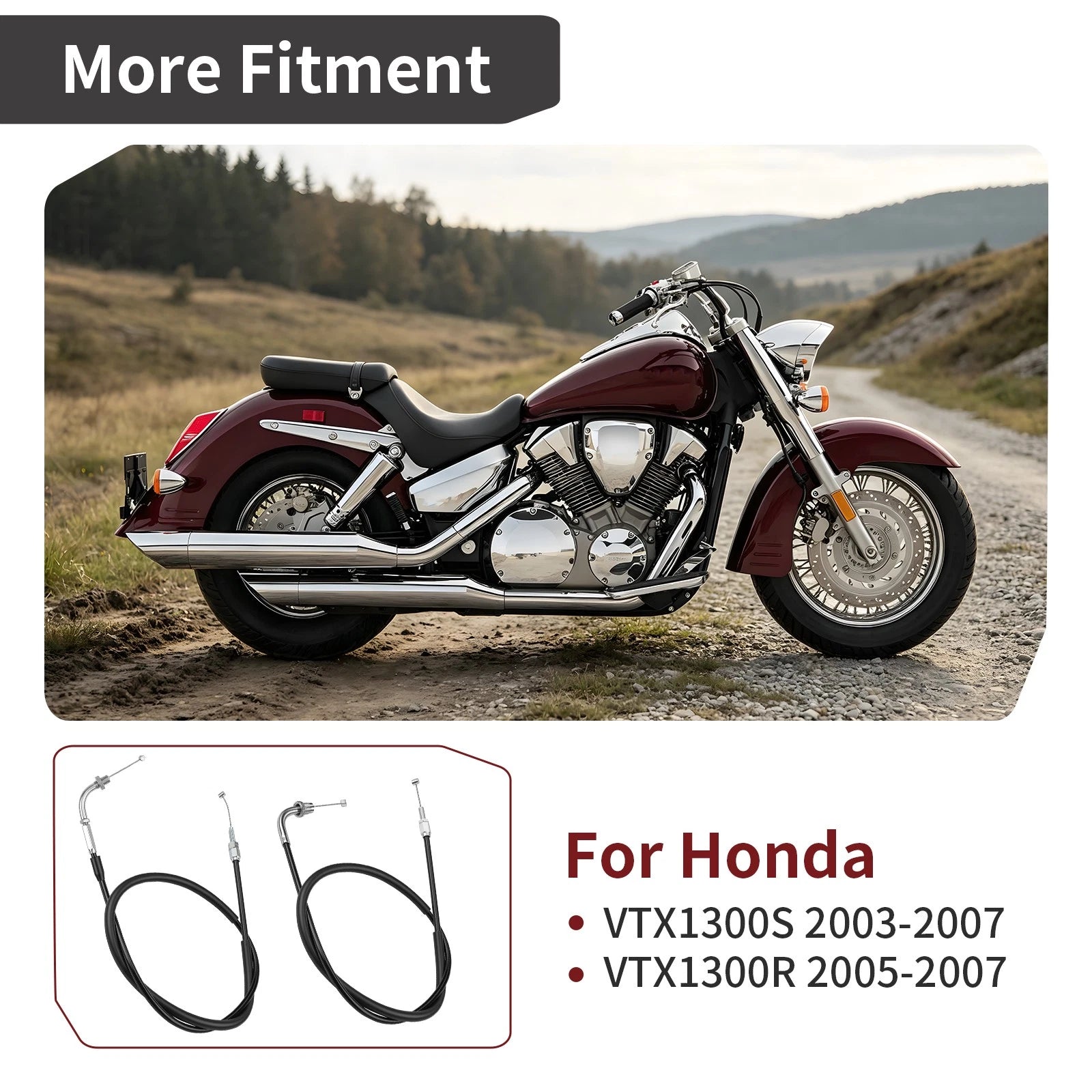 Throttle Cable A + B for Honda VTX1300S VTX1300R (2003-2007)