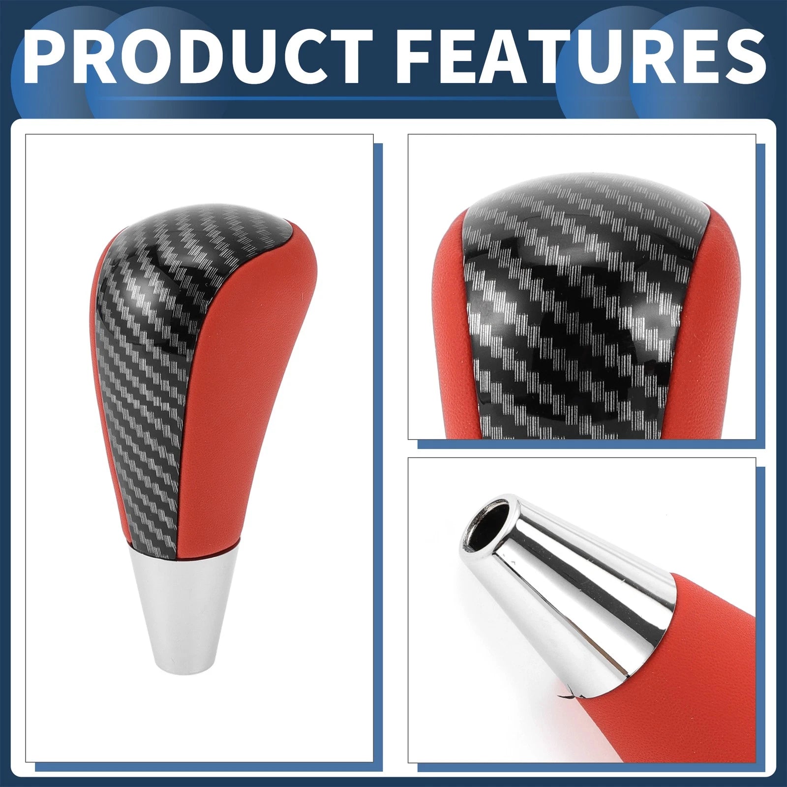 Automatic Gear Shifter Knob for Toyota 4Runner (2003–2021) Faux Leather Black Red