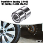 2 x Front Wheel Bearings for Honda Civic (2006-2011) Silver Tone