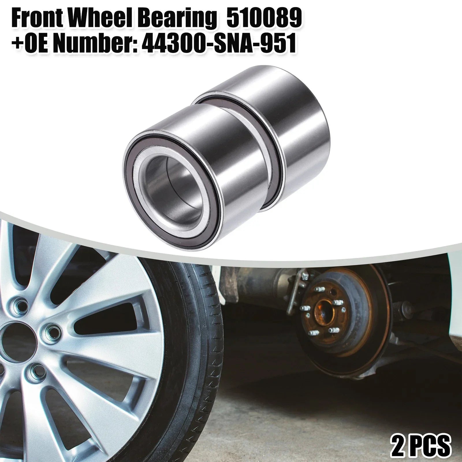 2 x Front Wheel Bearings for Honda Civic (2006-2011) Silver Tone