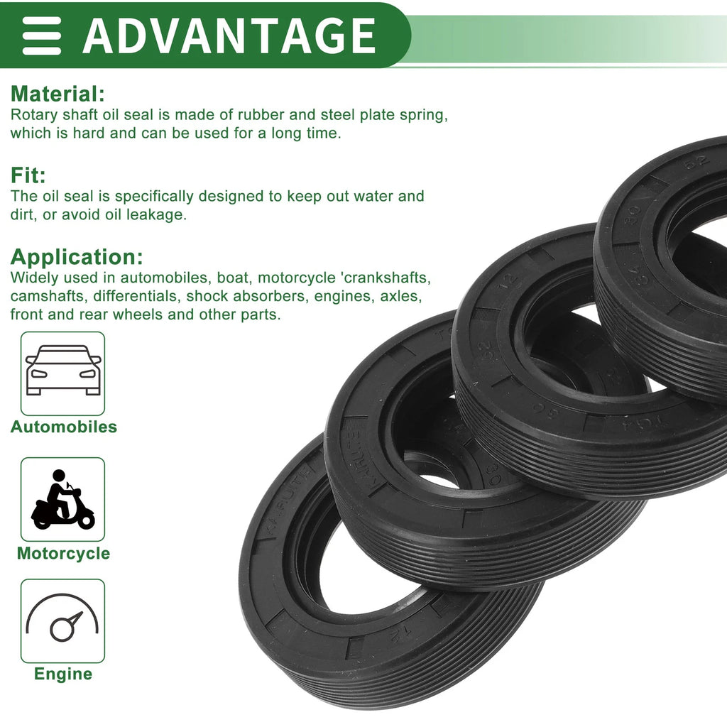 Set of 5 Oil Seal TG4 Lip Seal Ring 30x52x12mm NBR Rubber for Rotary Shaft
