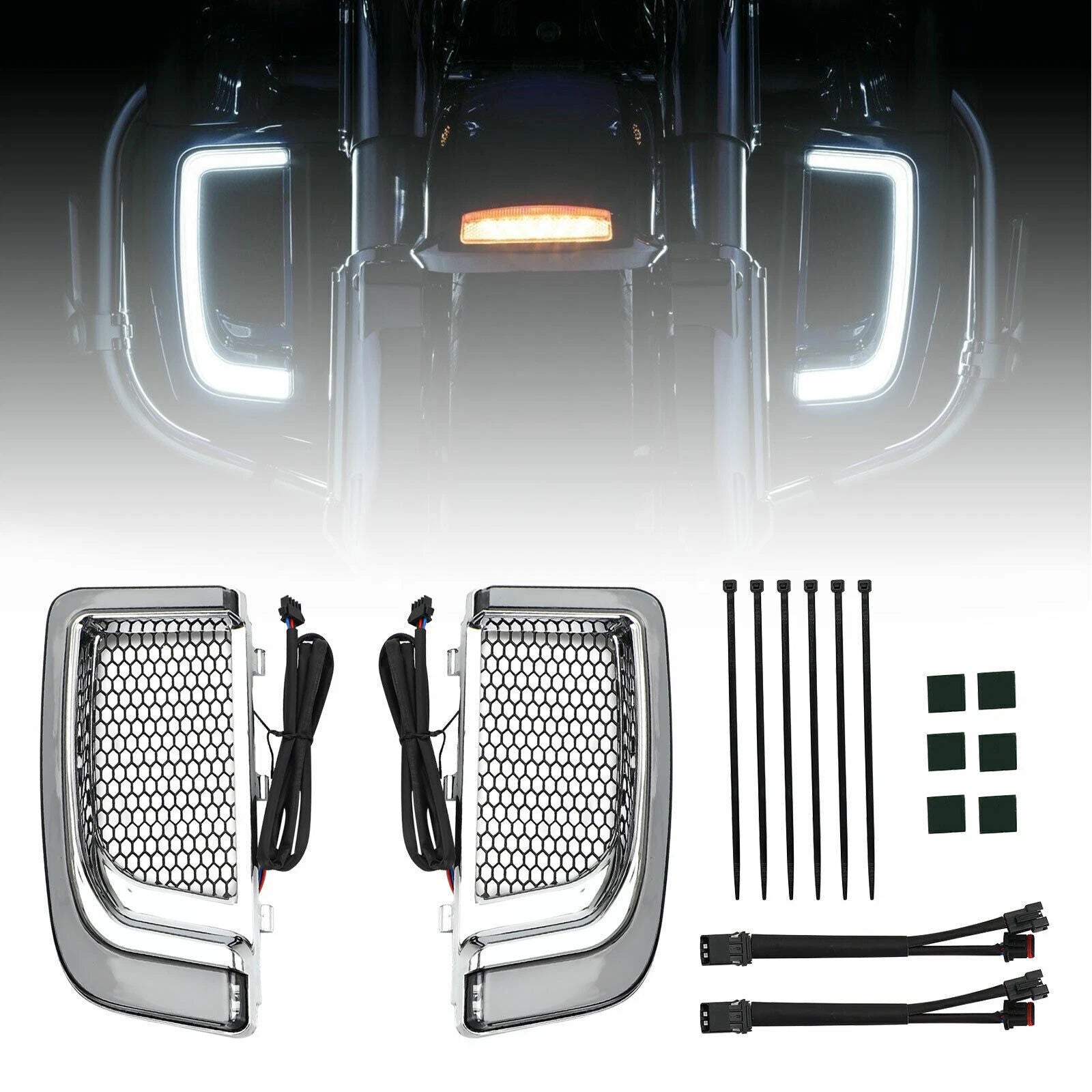 Tracer LED Lower Fairing Grills Lights for Electra Glide FLH/T (2014–2023)