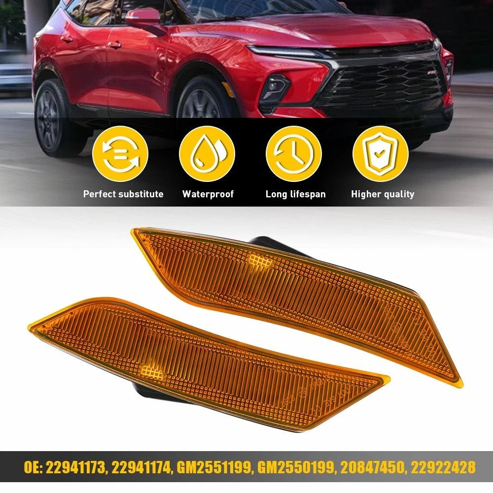 Set of 2 Amber Front Bumper Side Marker Lights for Cadillac ATS (2013-2014) & XT5 (2017-2024)