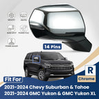 Right Side Mirror for 2021-2024 Chevy Suburban Tahoe GMC Yukon 14 Pins Chrome