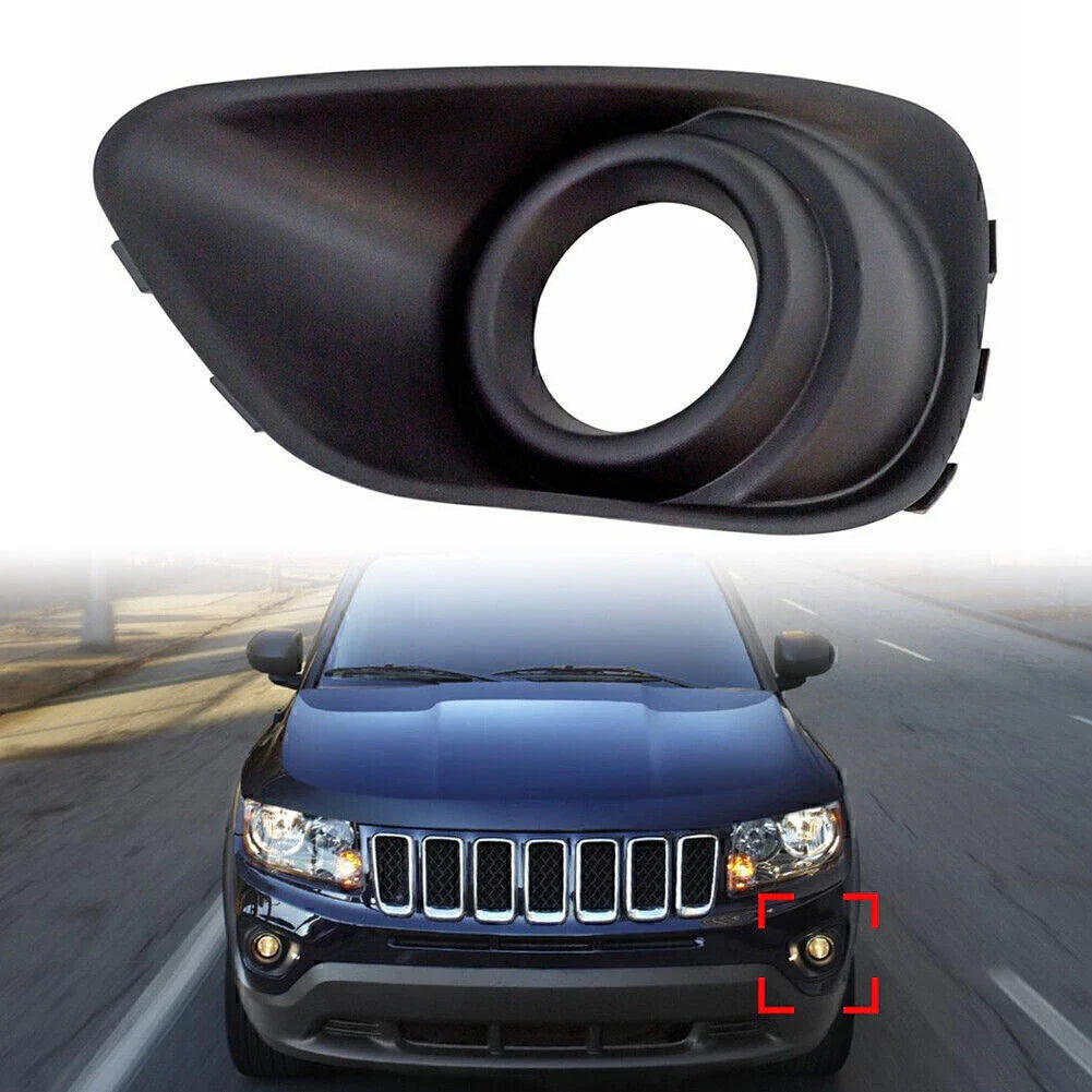 Black Left Front Bumper Fog Light Bezels for Jeep Compass (2011-2017)