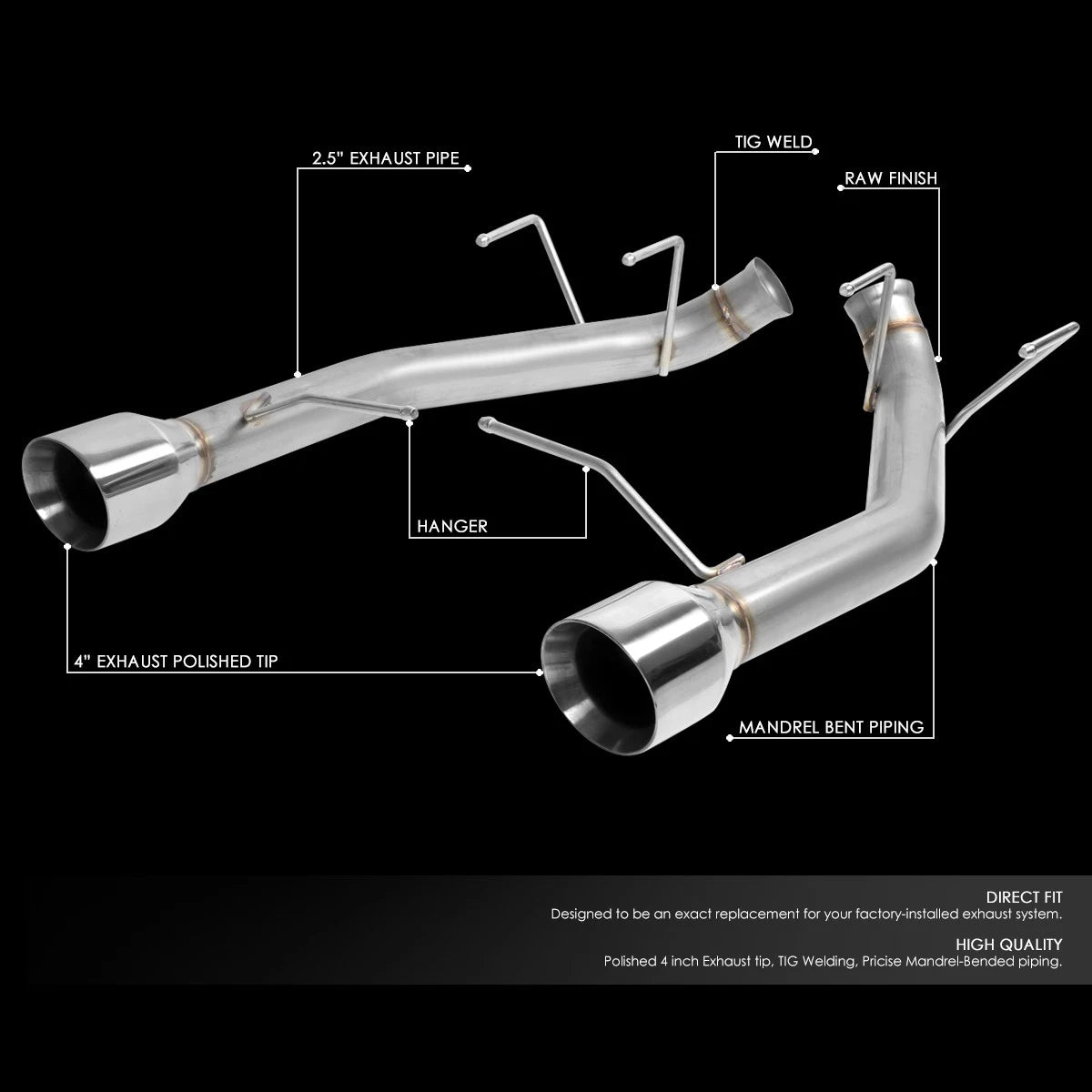 Exhaust Axle-Back Kit + Tip for Ford Mustang 3.7L (2011–2014)