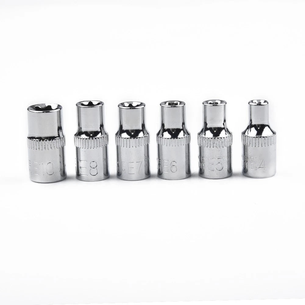 Set of 6 Steel Wrenches Drive Socket E4-E10 for Star Bolts