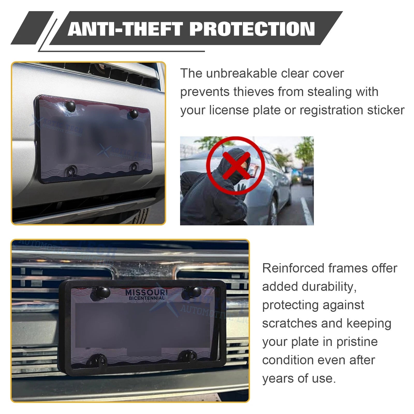License Plate Cover Frame Kit for Any Standard US Plate (Universal)