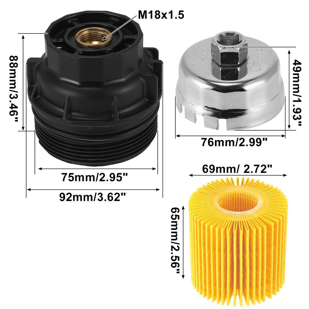 Set of 1 Oil Filter Cap with Remover Tool for Toyota Lexus ES350 (2007–2012) 15620-36020