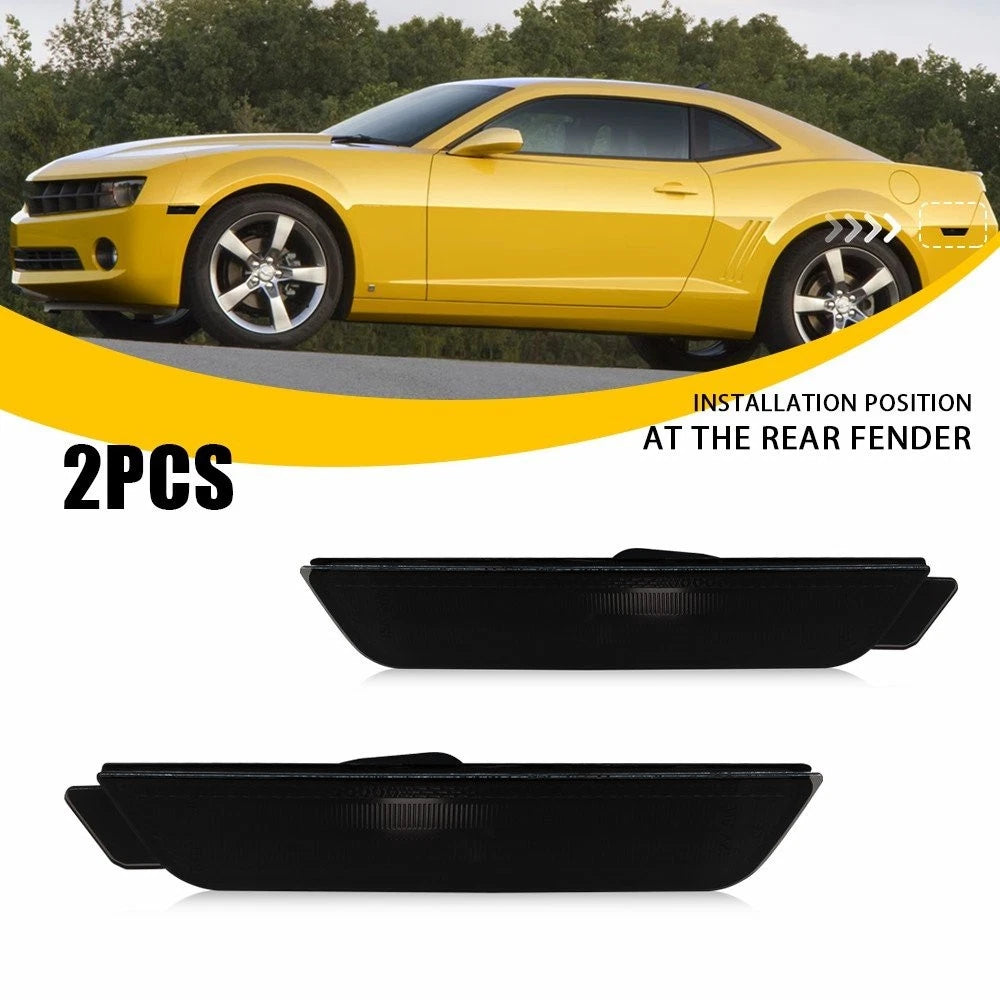 Rear Side Marker Signal Lights Reflector Smoke for Chevy Camaro (2010–2015)