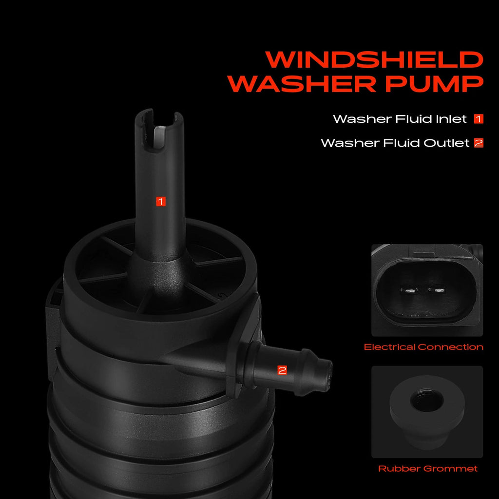 Windshield Washer Pump with Rubber Grommet for BMW 5 6 7 Series