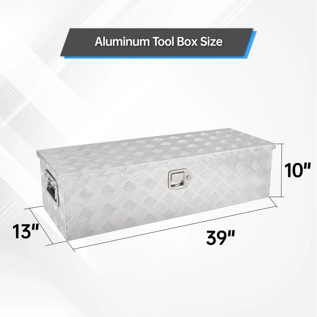 Chrome Aluminum Tool Box for Pickup Truck (39"x13"x10")