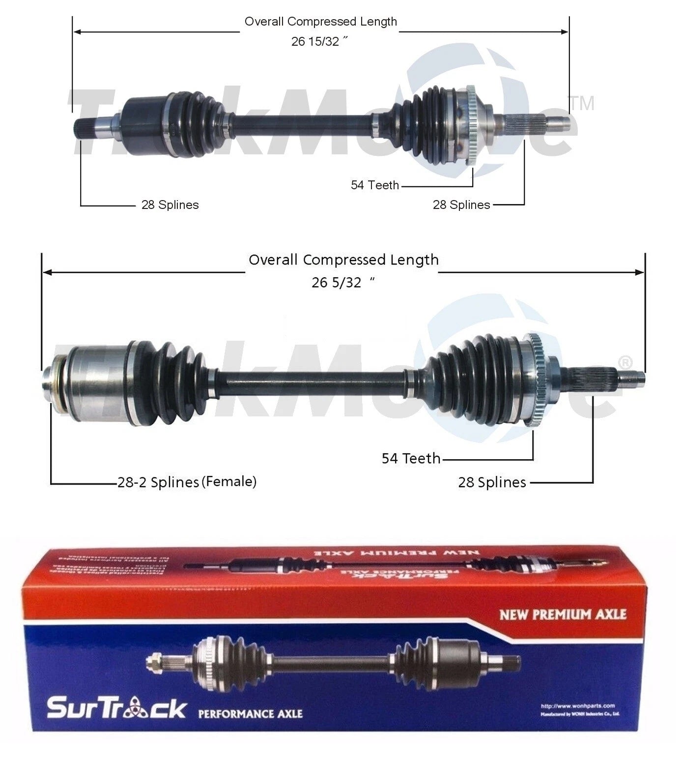 Set of 2 Front CV Axle Shafts for Kia Sedona (2002–2005)