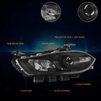 Projector Headlights Assembly for Dodge Dart (2013–2016) Black Housing