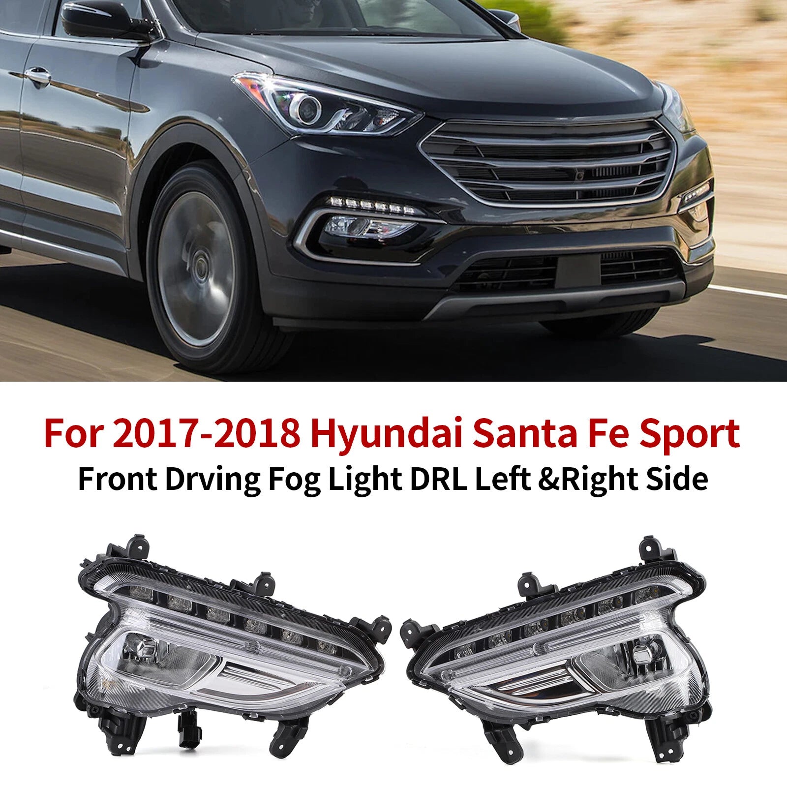 LED Fog Lights for Hyundai Santa Fe Sport (2017–2018) Left+Right Side