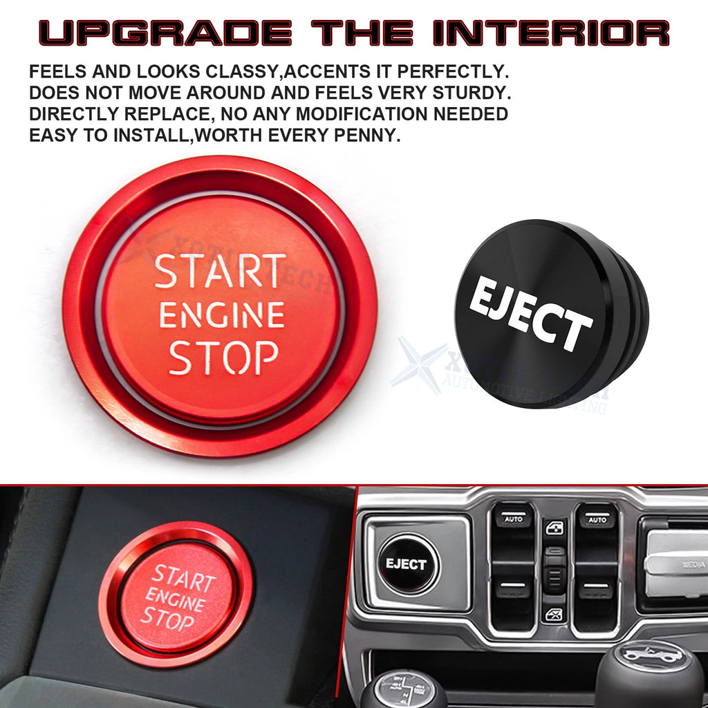 Aluminum Engine Start + Black Cigarette Lighter Button Trim for Audi A4 S4 (2010-2016)