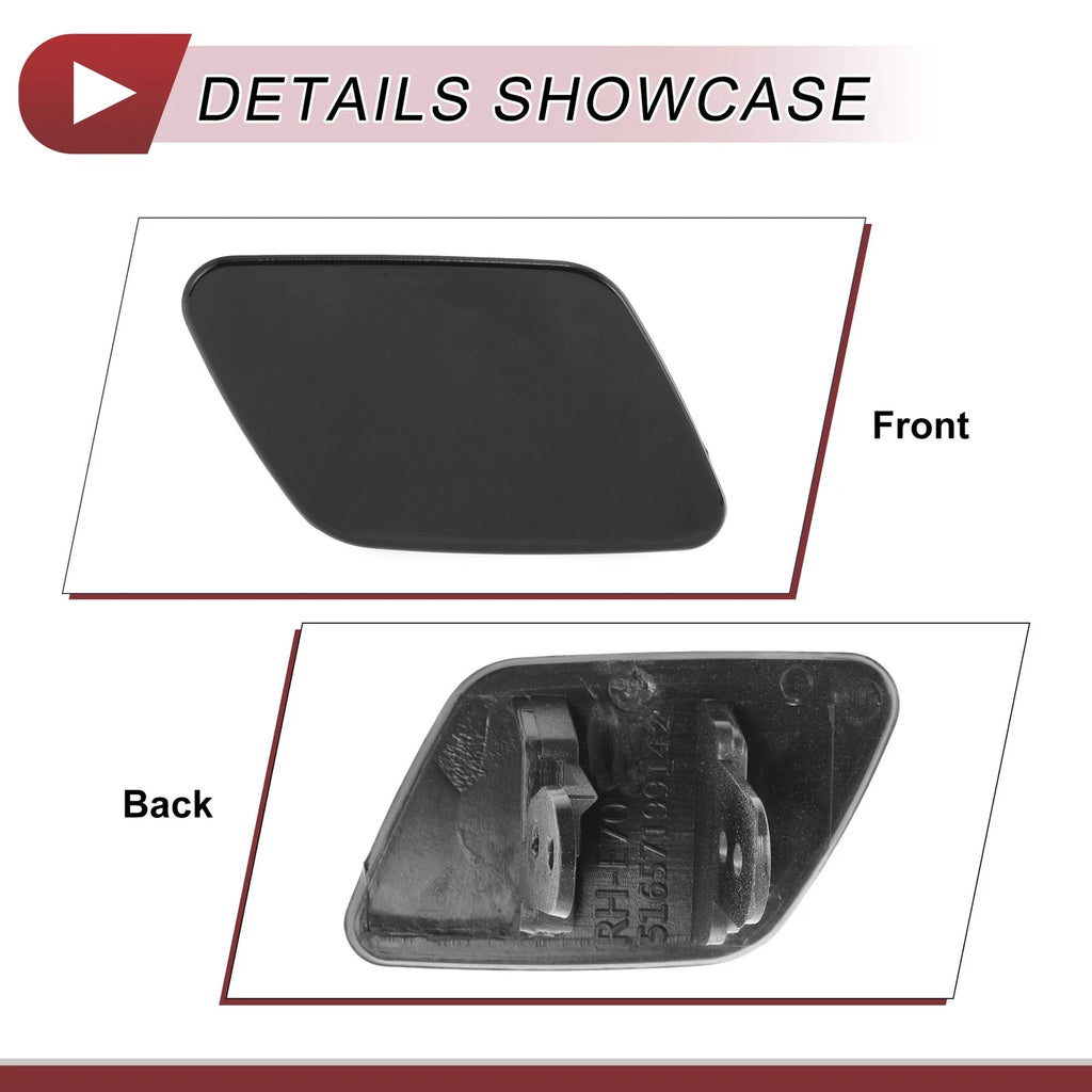 Front Right Bumper Trim Nozzle Cover No. 51657199142 for BMW X5 (2007–2013) Black