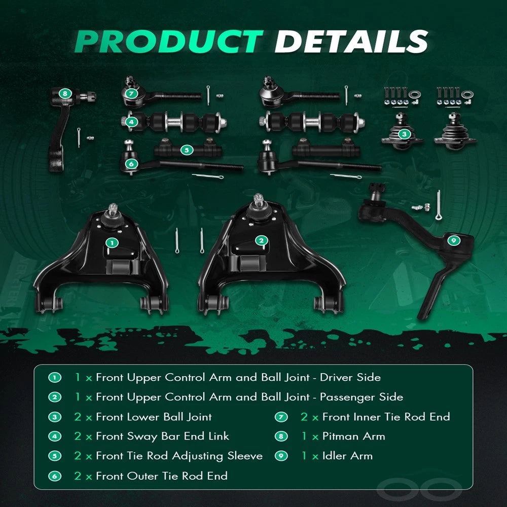 Set of 14 Steering Control Arm Ball Joint Tie Rod Sway Bar for Chevrolet Blazer (1999–2005)