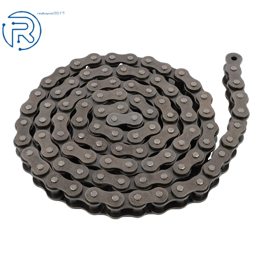 10-Foot Chain with 2 Connecting Links for Various Applications #100 1.25 Inch Pitch