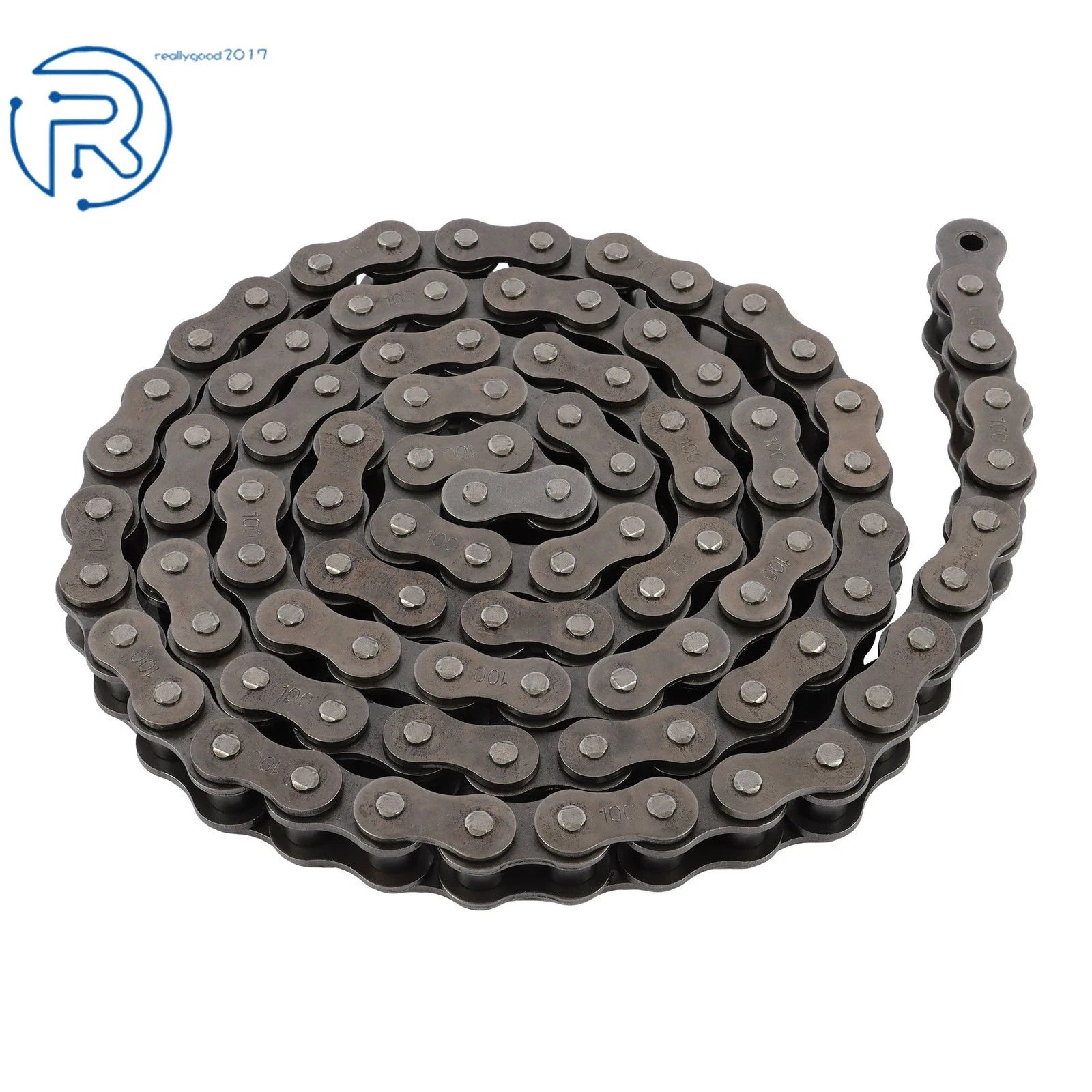 10-Foot Chain with 2 Connecting Links for Various Applications #100 1.25 Inch Pitch
