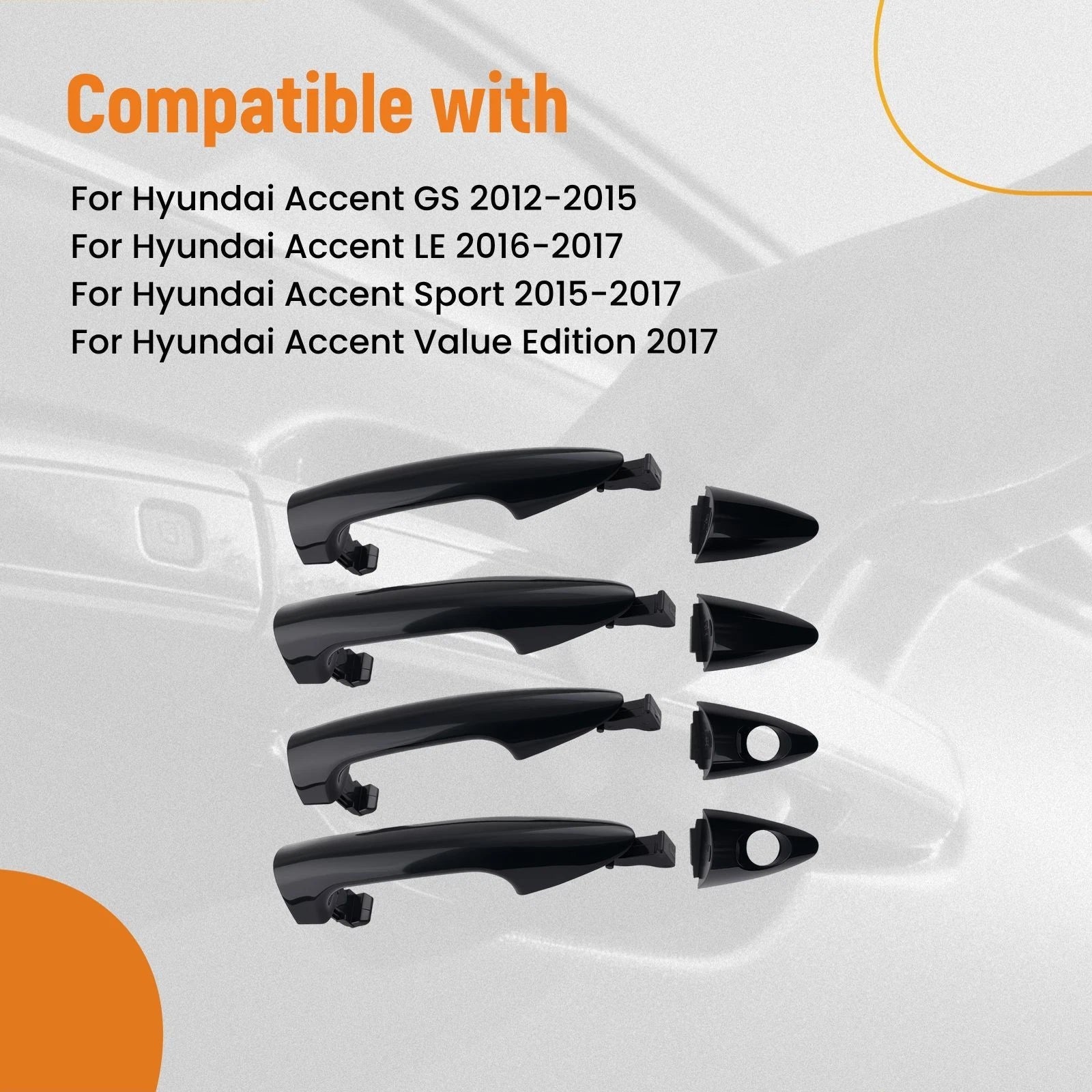 Set of 4 Exterior Door Handles for Hyundai Accent GS LE (2012–2017) 826521R060