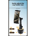Adjustable Car Cup Holder Mount for Phones Tablets 4 to 13 Inch