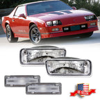 Set of 4 Clear Bumper Turn Signal & Side Marker Lights for Chevy Camaro (1985–1992)