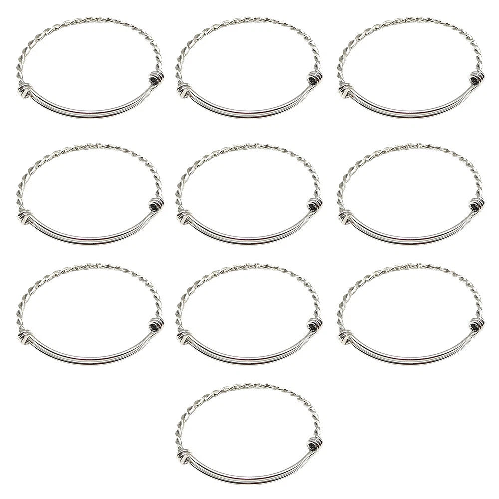 10PCS Stainless Steel Adjustable Bangle Bracelet 2.5" Expandable