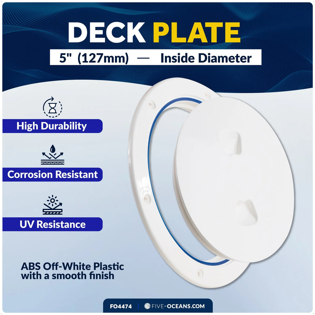 5" Round Inspection Deck Plate Hatch for Marine Boats (Off-White)