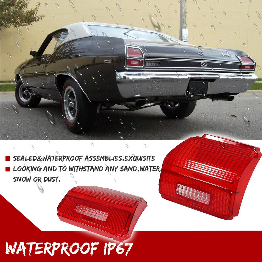 2X Red Tail Light Lenses for Chevy Chevelle Malibu (1969)