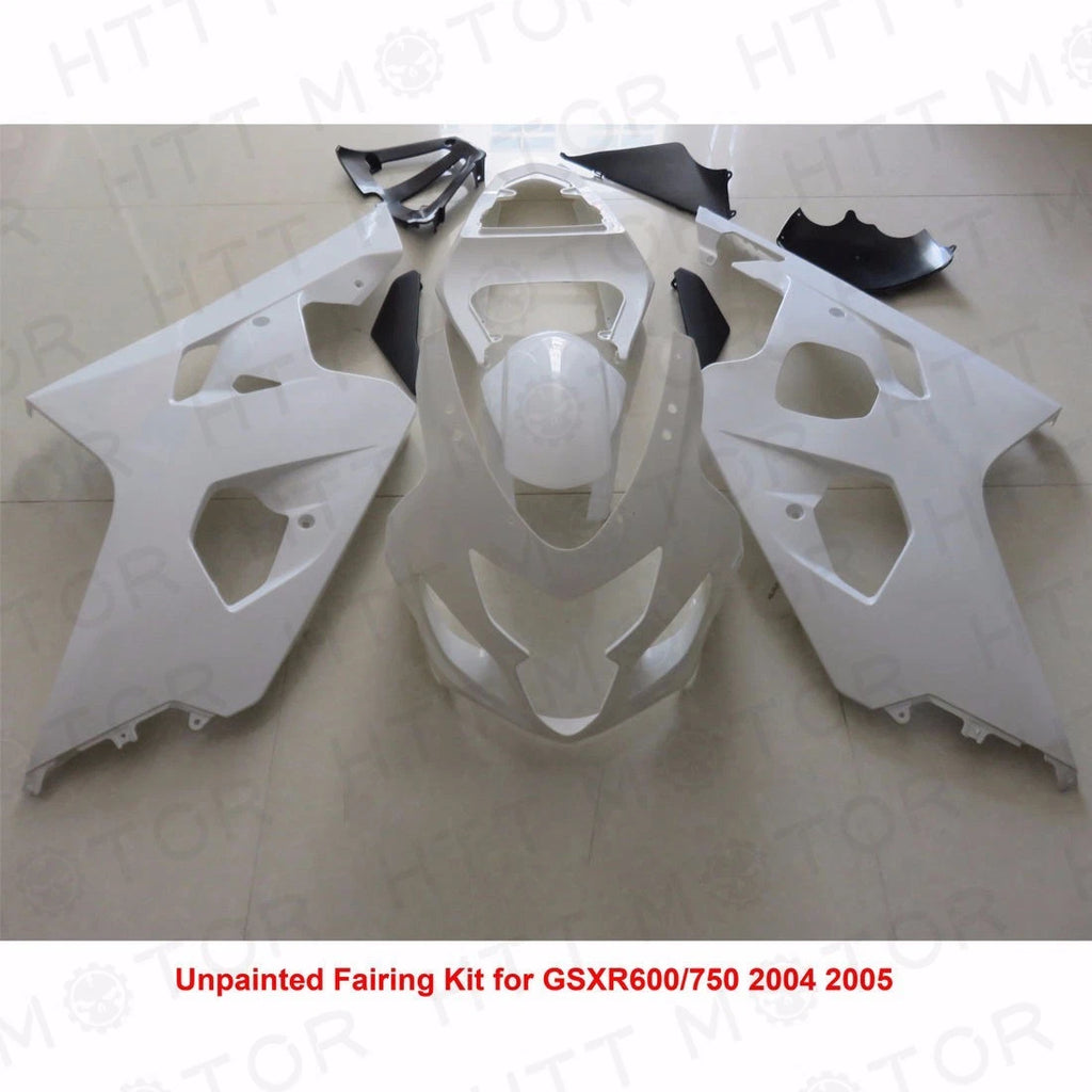Set of 4 Unpainted Drilled ABS Bodywork Fairing Kit for Suzuki GSXR600 750 (2004–2005)