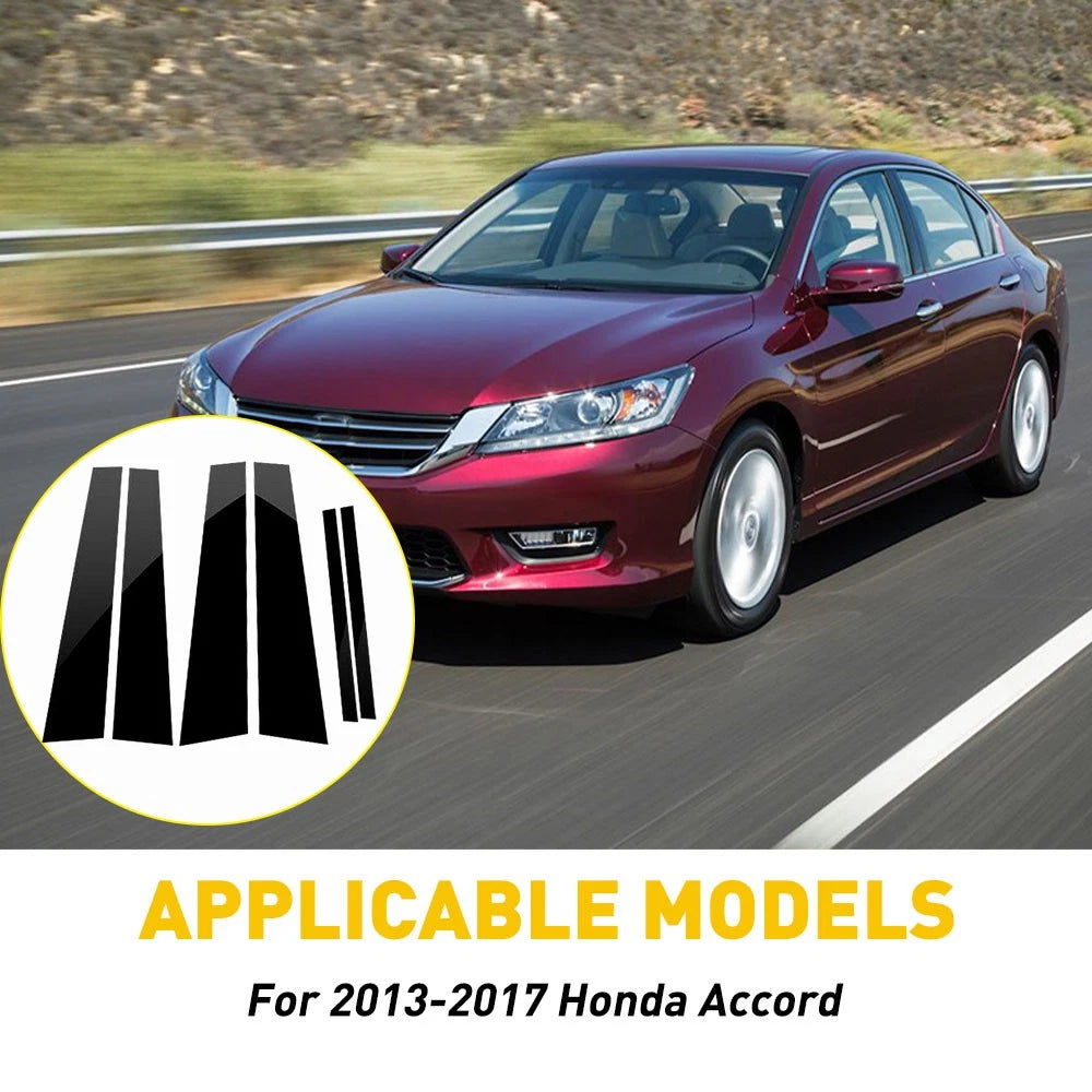 Set of 6 Black Pillar Posts for Honda Accord (2013–2017)