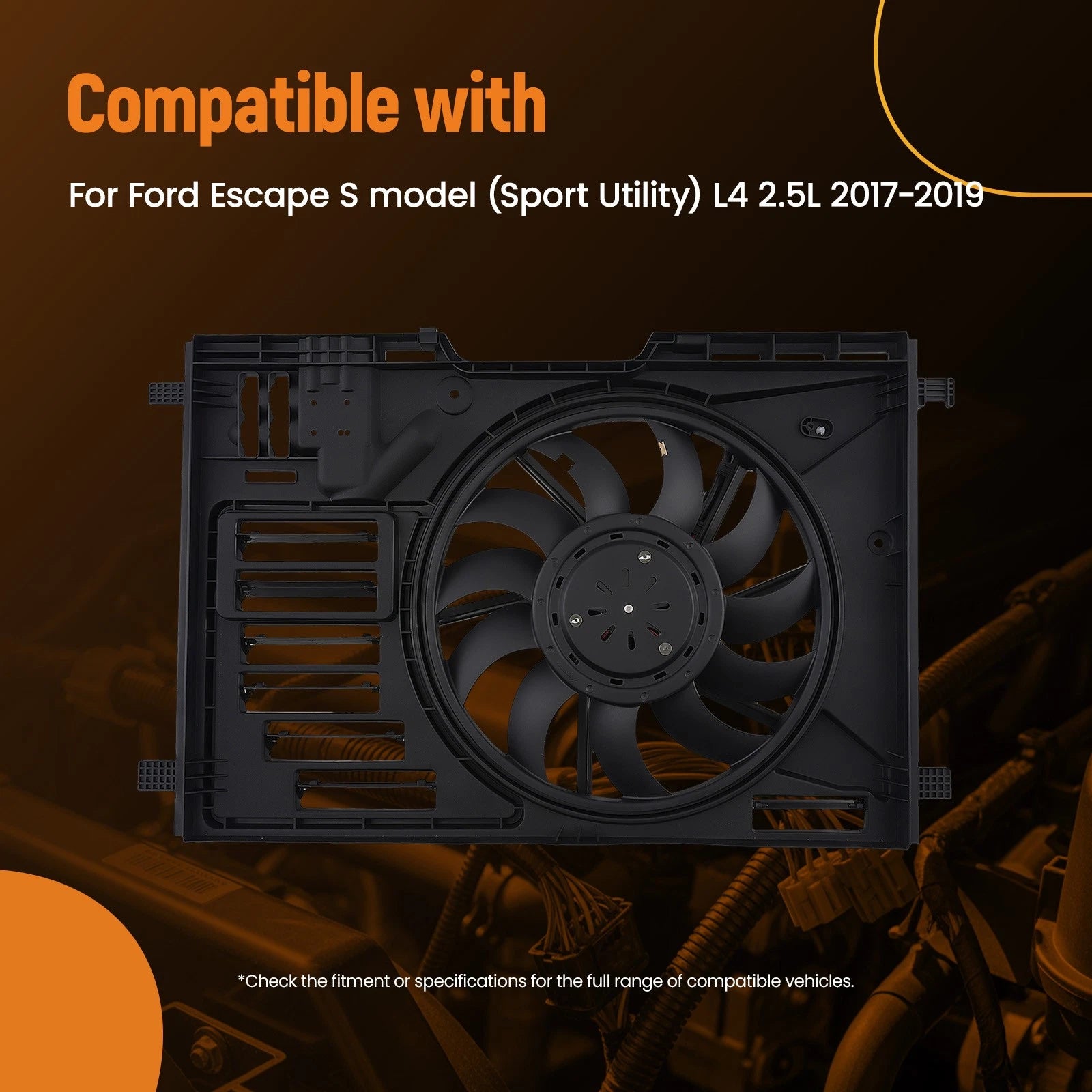 Radiator Cooling Fan 3 Pin for Ford Escape 2.5L (2017–2019)