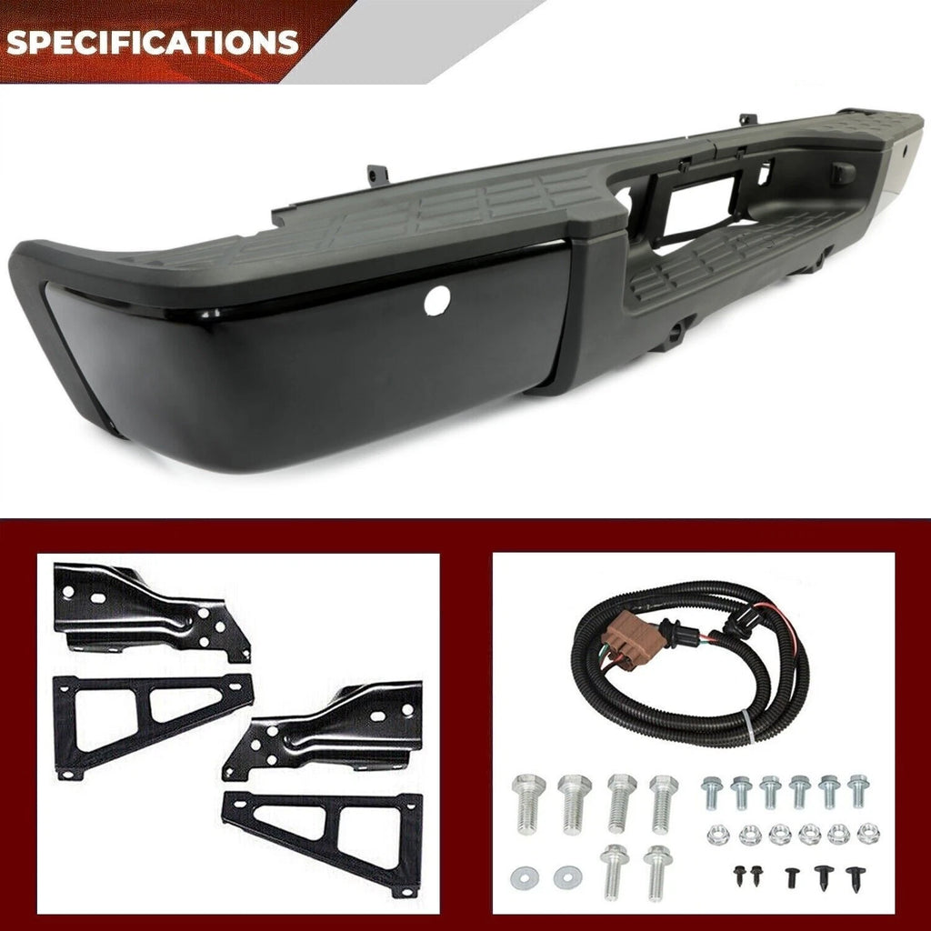 Rear Step Bumper w/ Sensor for GMC Sierra, Chevy Silverado 1500 (2007–2013)