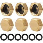 Set of 6 Brass Hexagonal Threaded Fittings for Garden Hose Repair