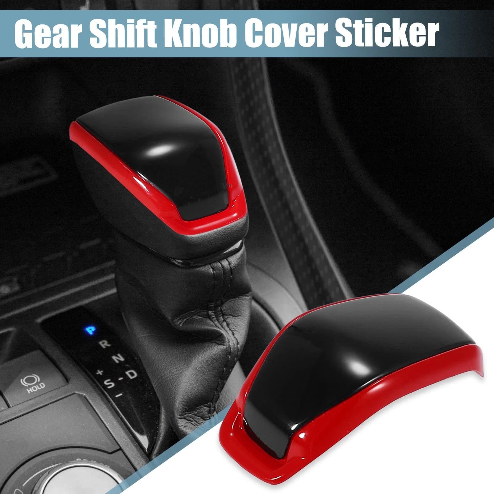Gear Shift Knob Cover Sticker for Toyota RAV4, Highlander (2019–2021) Black Red