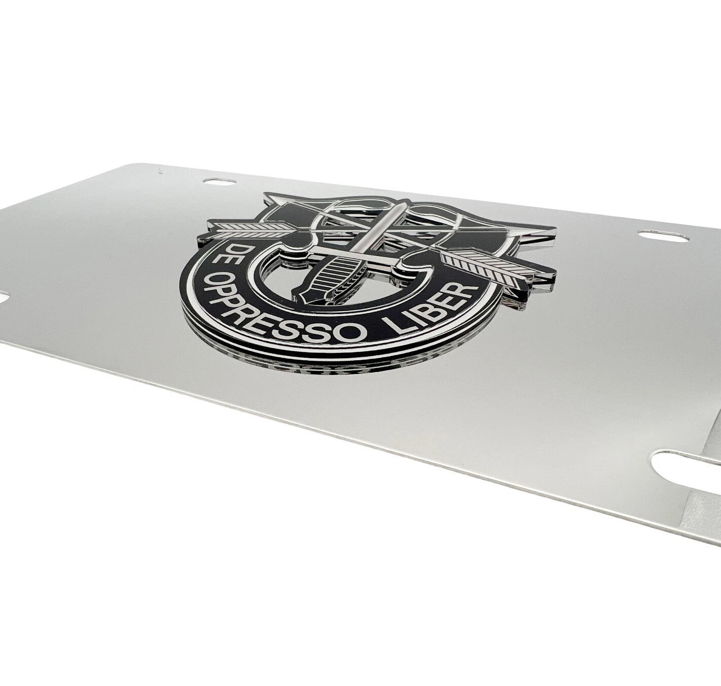 License Plate Frame Chrome US Army Special Forces for De Oppresso Liber (US)