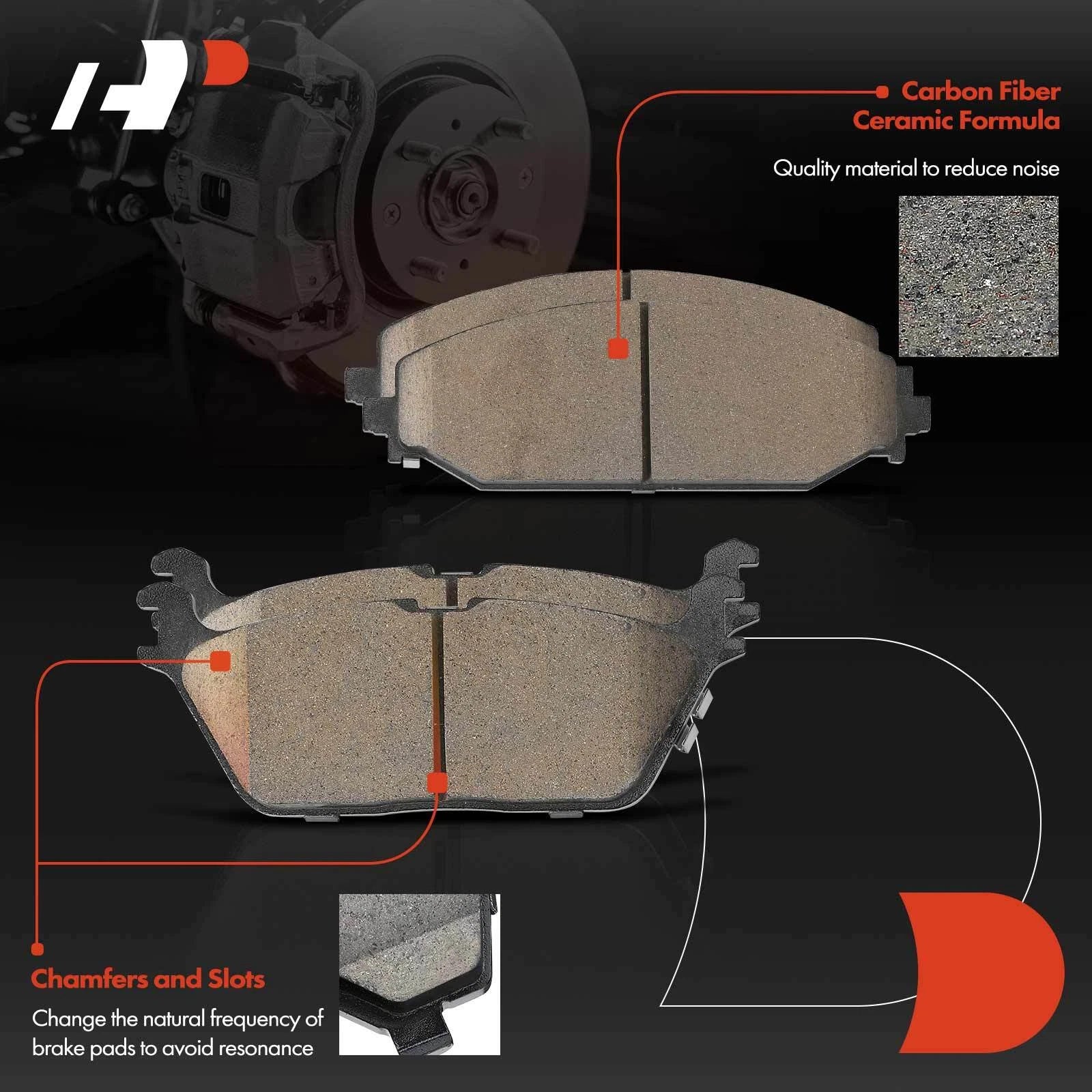Set of 8 Ceramic Brake Pads for Ram 1500 (2019–2022) Jeep Wagoneer (2022)