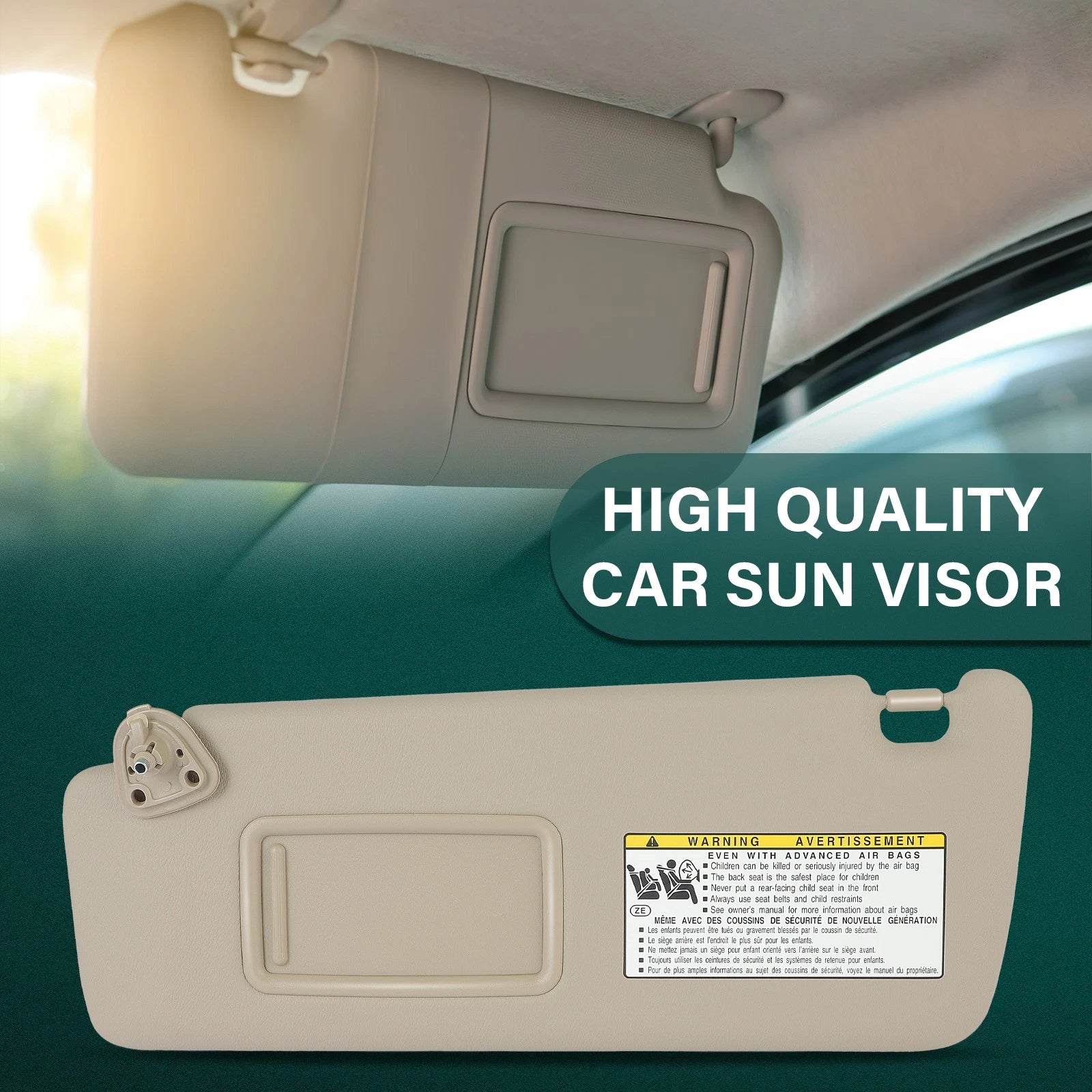 Sun Visor for Toyota Highlander (2004–2007) Driver LH Tan W/O Lamp