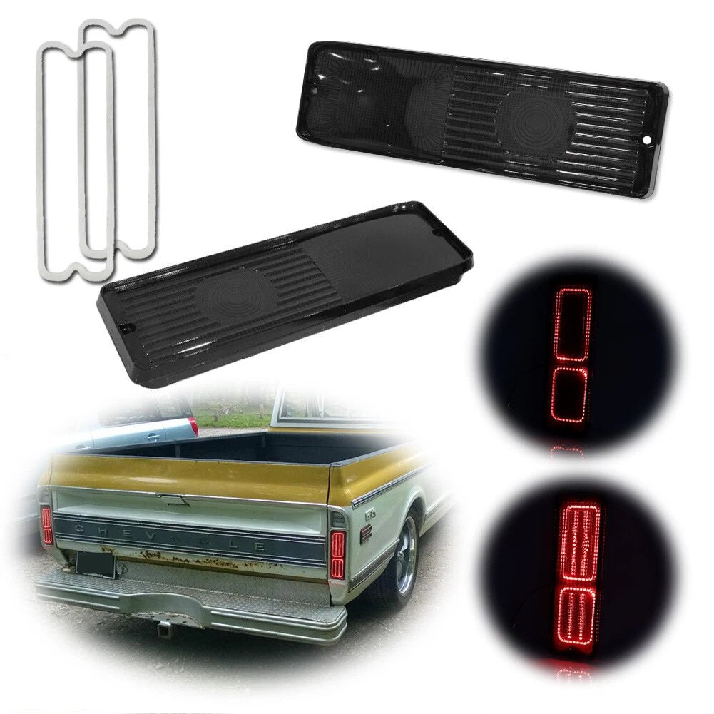 Pair Smoke Tail Lights with Red LEDs for Chevy GMC Fleetside Pickup
