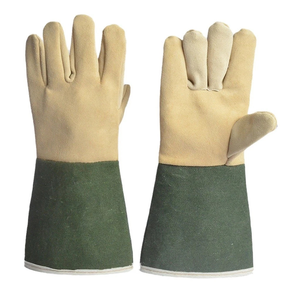 Cowhide Welding Gloves with Canvas Sleeve for Thermal Protection (Universal)